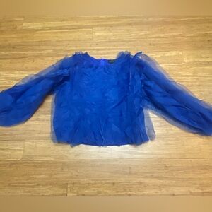 Ashley Stewart Royal Blue Sheer Top